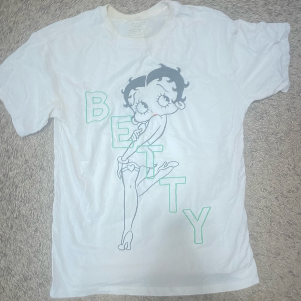 Betty Boop White Tee with Green Accents
